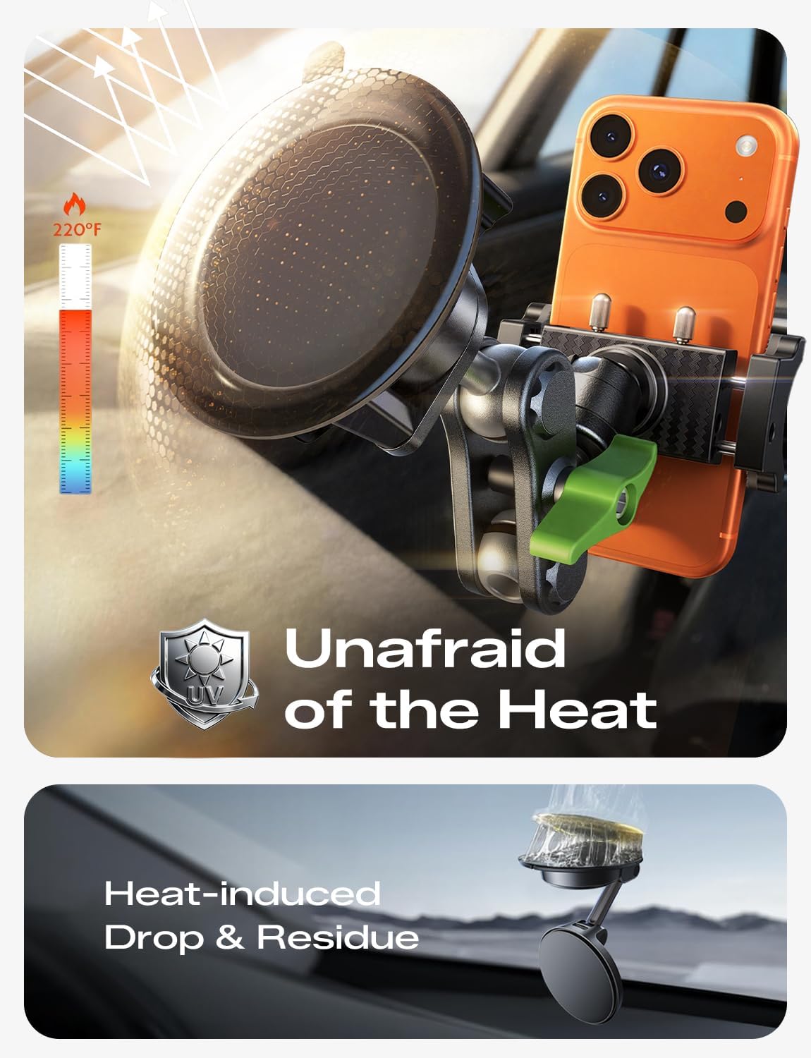 MAGIC JOHN Durable Metal Phone Holders for Your Car, Windshield Car Mount