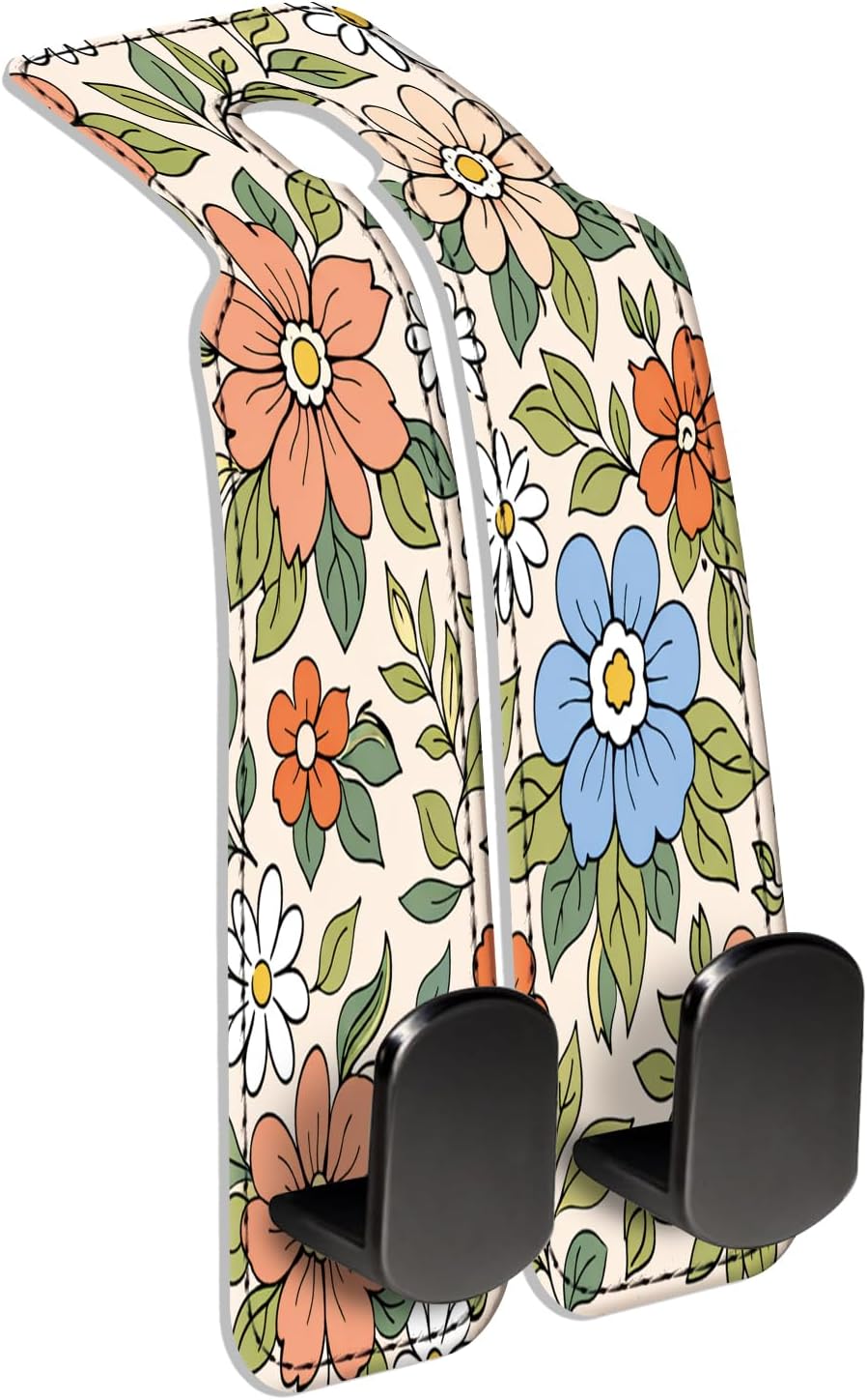 Car Seat Back Storage Hook, Funny Car Purse Hook, Cute Vehicle Storage Organizer for Purses Handbags Orange Vintage Floral