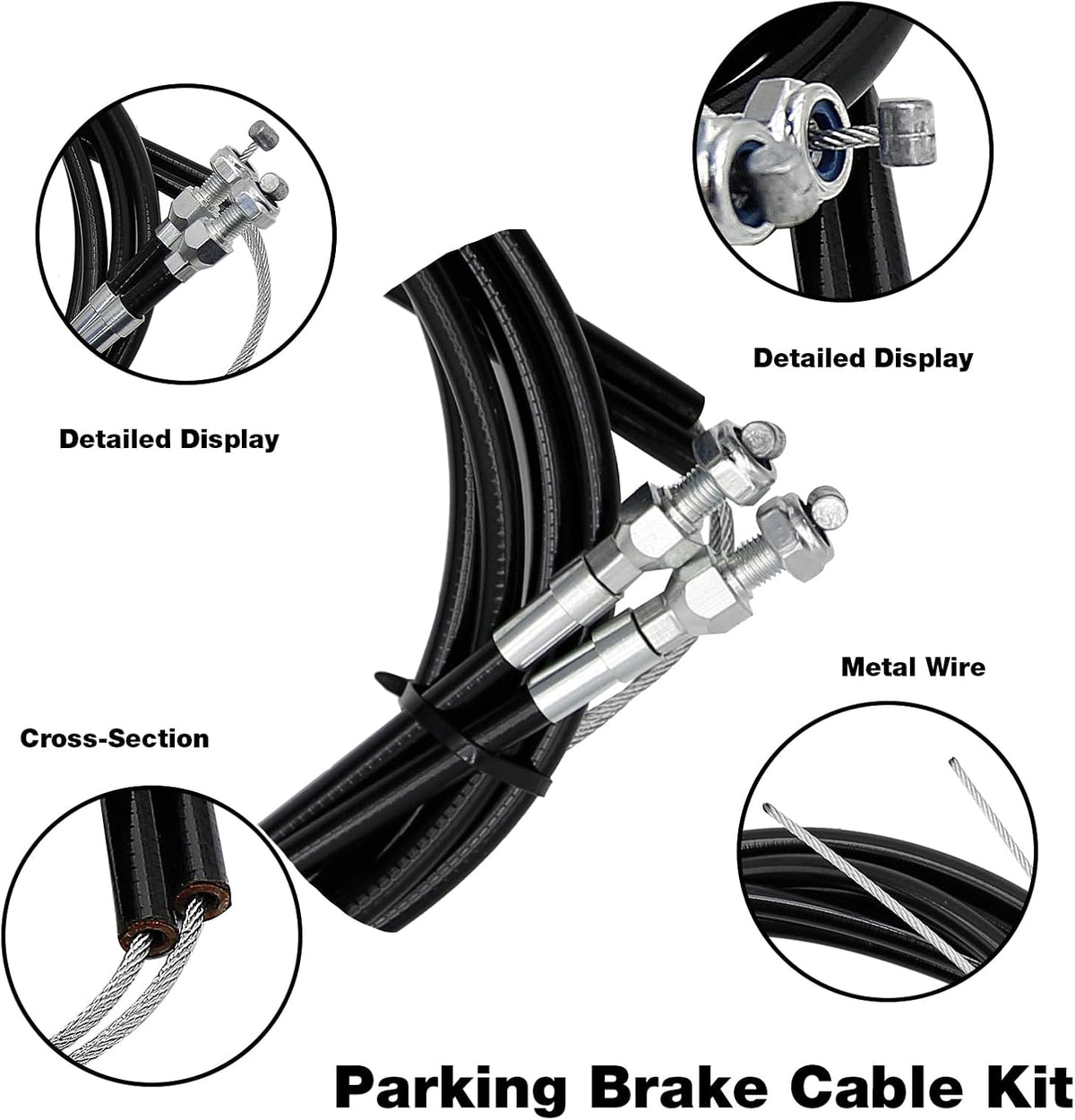 330-9371 Universal Emergency Parking Brake Cable Complete Kit 110" Long Cables with 97" Long Sheath E-Brake Set Replace# 140-14415-R
