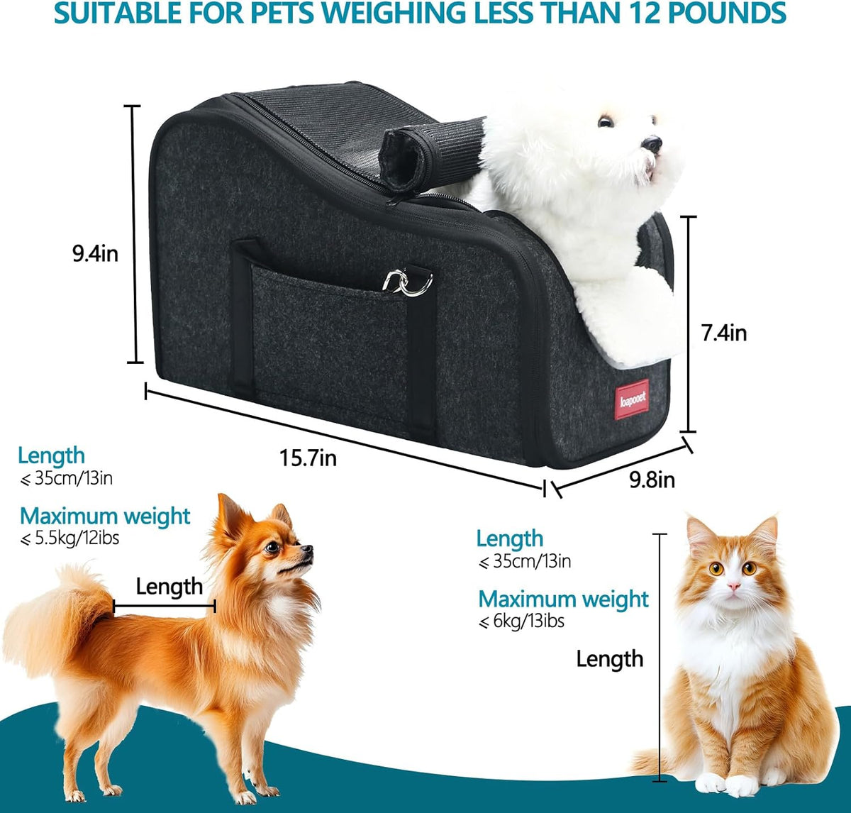 Center Console Small Dog Car Seat,Portable Pet Cat Puppy Booster Armrest Carseat Up to 11lbs,Equipped with a Breathable Protective Cover Net to Prevent Escape with Washable Fluffy Cushion and Pillow