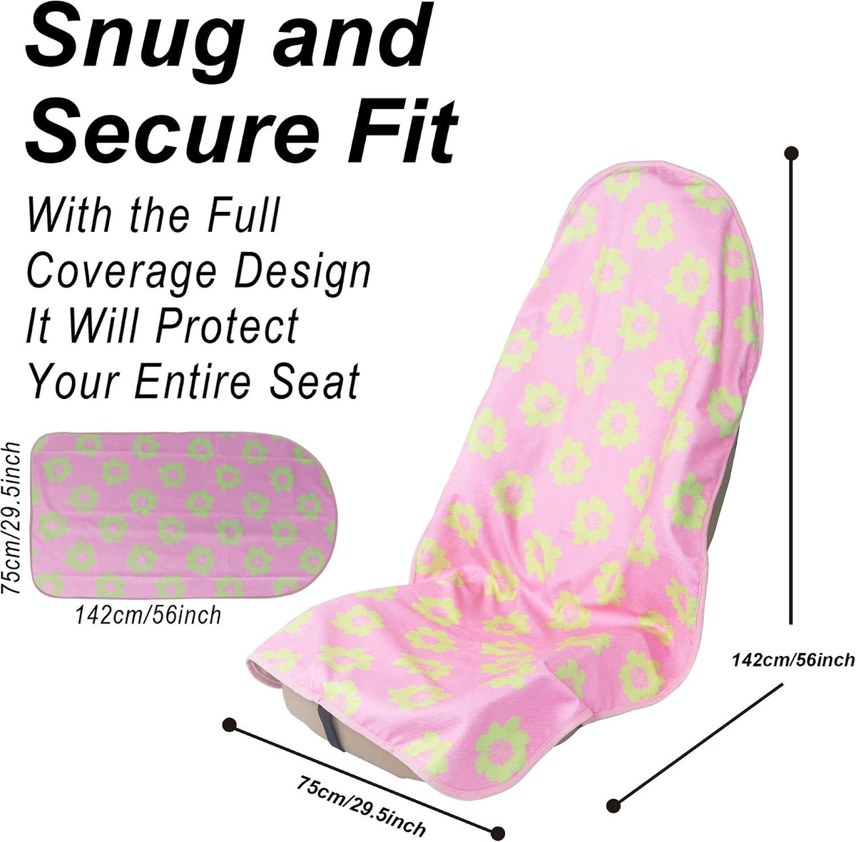 Car Seat Cover Protector Front Seats,for Gym Workout,Running,Swimming,Beach and Hiking,Waterproof Sweat Towel Bucket Seat Covers for Cars SUV Trucks (Flower and Pink, 1Pcs)