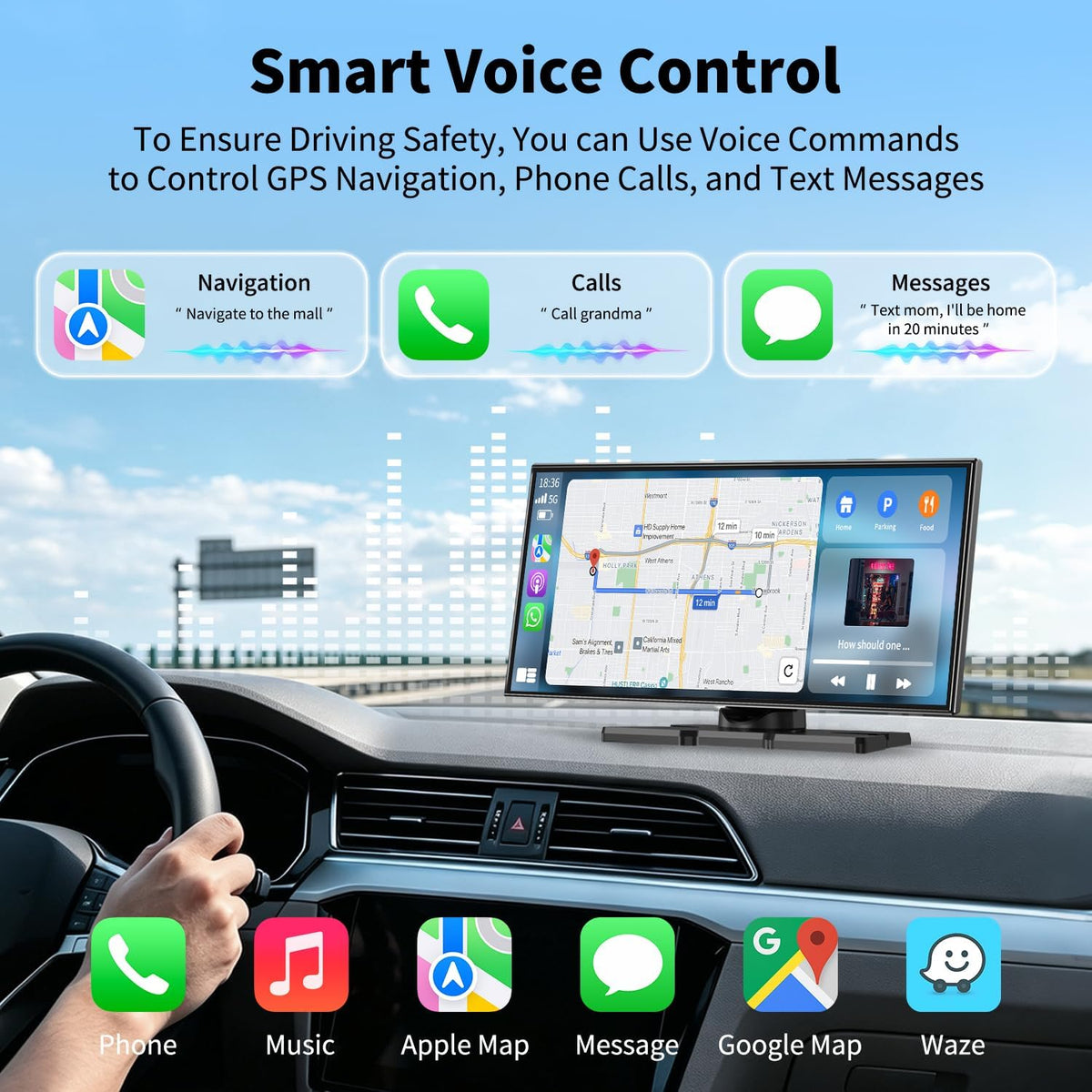 11.5" Wireless Portable CarPlay Screen for Car