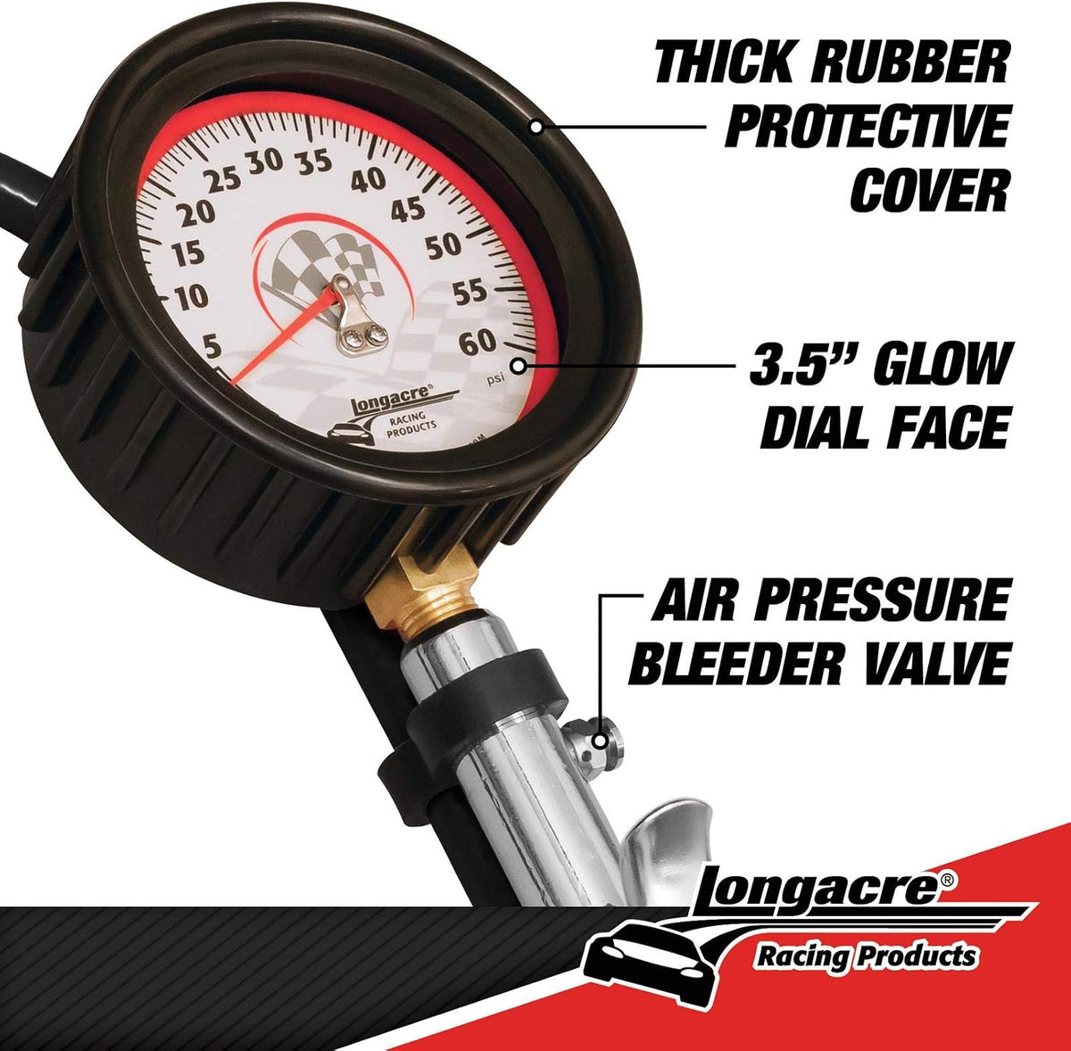 Longacre 52-52007 Magnum 3-1/2 GID Quick Fill Gauge 0-60 psi
