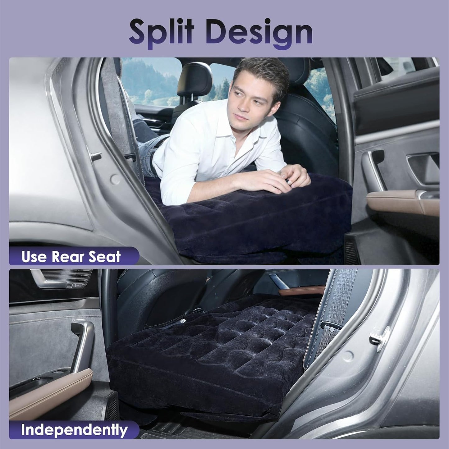 Eooqi Inflatable Car Air Mattress for SUV, Sedan, Truck & Minivan, Back Seat Car Bed for Car Camping & Travel, Portable Mattress with earplugs, Window Screens, Eye Mask & Storage Bags