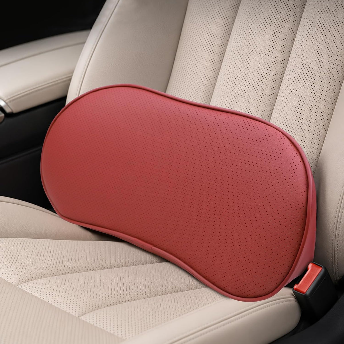 Mikako Car Lumbar Support Pillow, Ergonomic Memory Foam Vehicle Driver Seat Lower Back Support Cushion for Pain Relief, Comfortable Lumbar Pillow Cushion for Driving, Car Accessories (White)