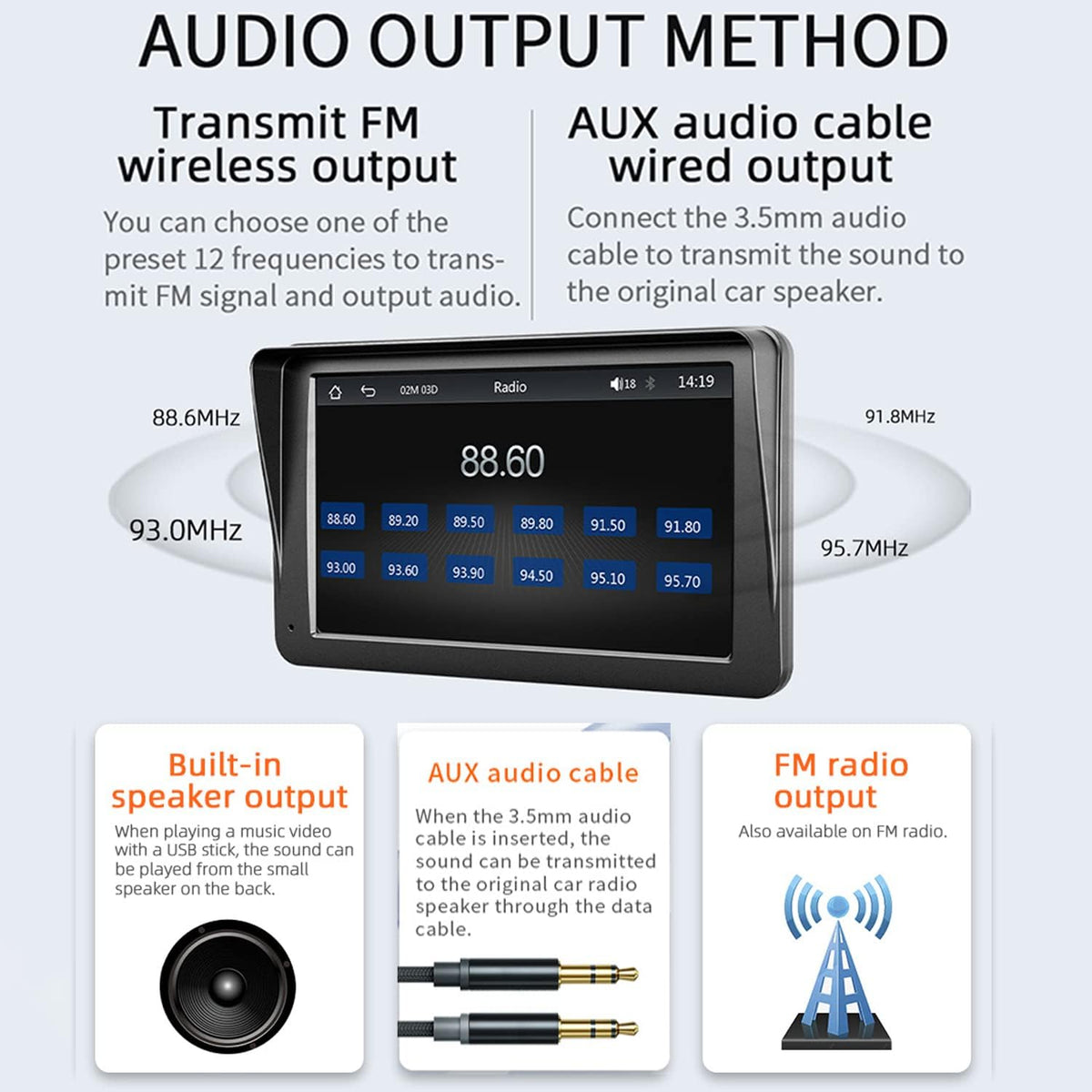 Compatible for Wireless Apple Carplay Android Auto 7 Inch Portable Car Stereo HD TouchScreen Monitor Car Radio with Bluetooth Mirrorlink FM Transmitter AUX/USB/TF Card Port Backup Camera