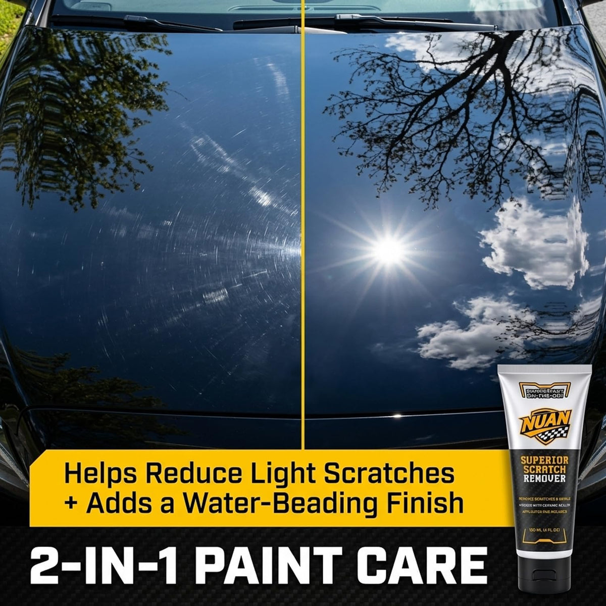 NUAN 2-IN-1 Scratch Removal Wax, Repair Car Scratches & Shine for Vehicles