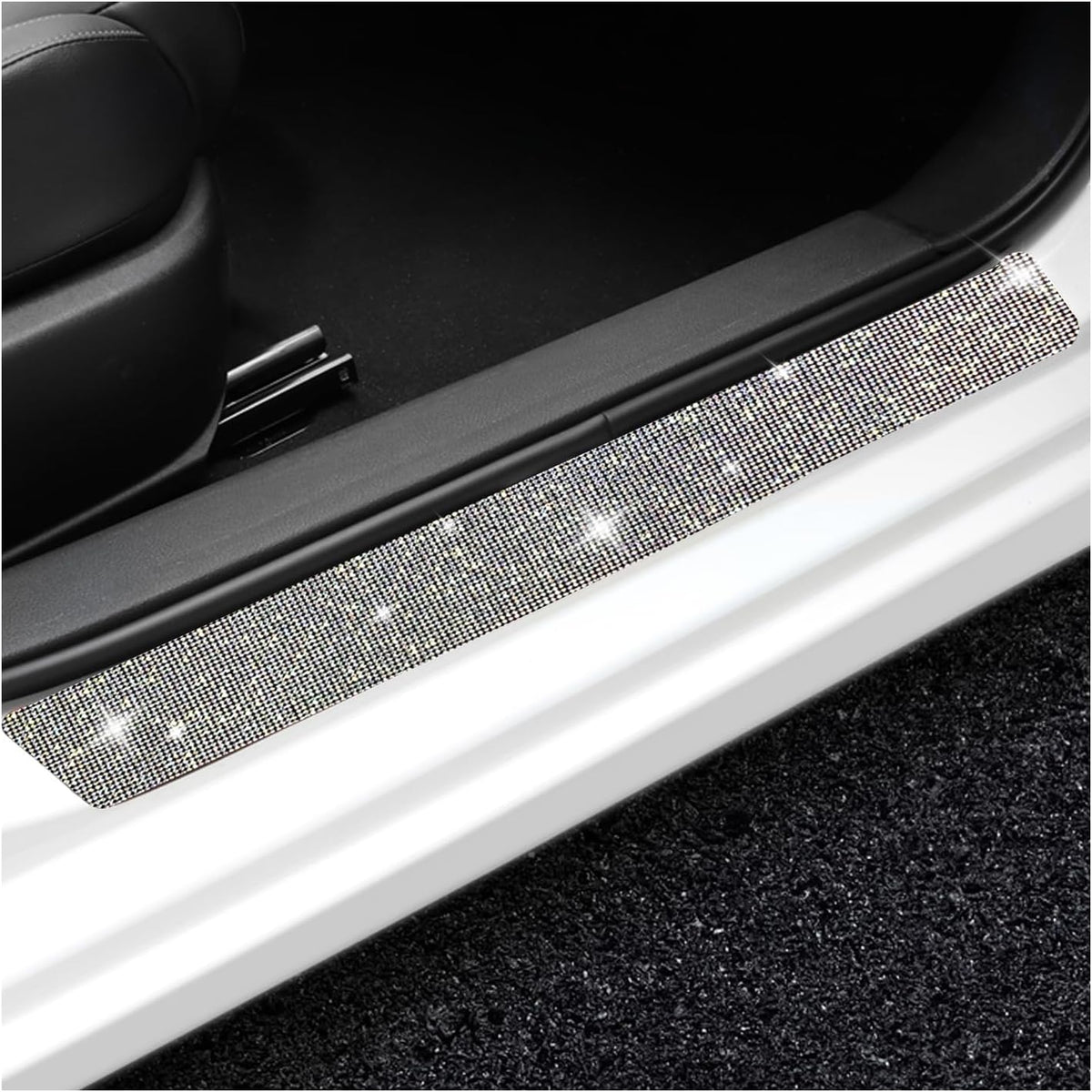 2 PCS Bling Car Door Sill Protector, Rhinestone Auto Door Entry Guard Anti-Scratch Protective Strip, Sparkling Anti-Collision Threshold Bumper Scuff Sticker for Most Cars (Colorful, 2.75 Inch)