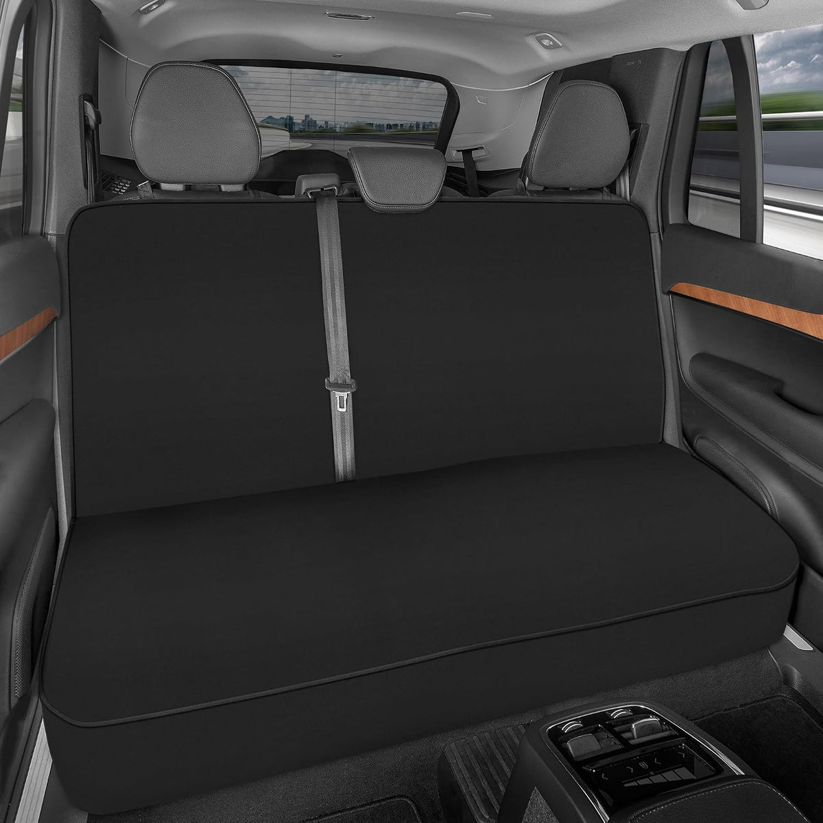 Motor Trend Front & Rear Car Seat Covers Full Set - Gray Cloth Bucket Seat Covers for Front Seats + Waterproof Rear Split Bench Cover – Universal Fit for Car Truck SUV Van Interior Protection