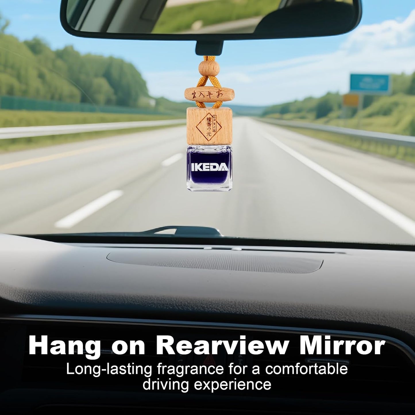 Ikeda Car Air Freshener, Hanging Essential Oil Diffuser For Automotive, 45+ days Long Lasting Fragrance, Includes: Dark Night and Coconut and New Car (10ml Pack of 3)
