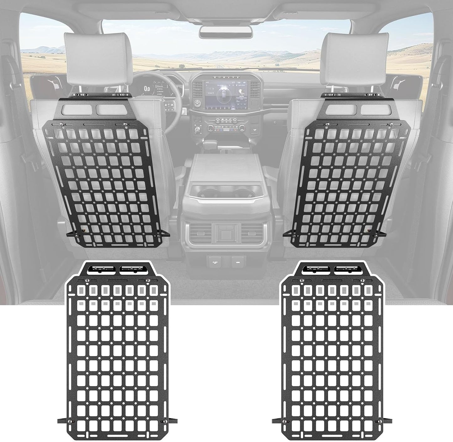 SZYANG Seat Back Molle Panel Compatible with 2015-2026 Ford F-150 Seat Back Organizers Molle Tactical Truck Organizer Replacement for 2015-2026 Ford F150 Accessories(2PCS)