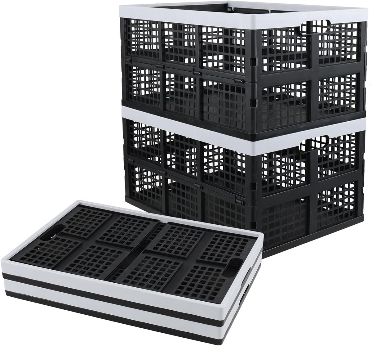 66 L 4 Packs Large Collapsible Storage Crate, Folding Crates