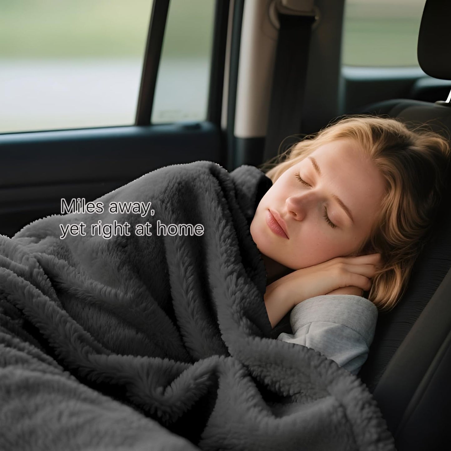 Melissa Large Soft Travel Blanket and Inflatable Pillow Set | Size-69“ x 43.3”, Carry Bag – Lightweight, Compact & Washable for Backpacking, Hiking, Airplane, Car, Office, Camping (Gray)