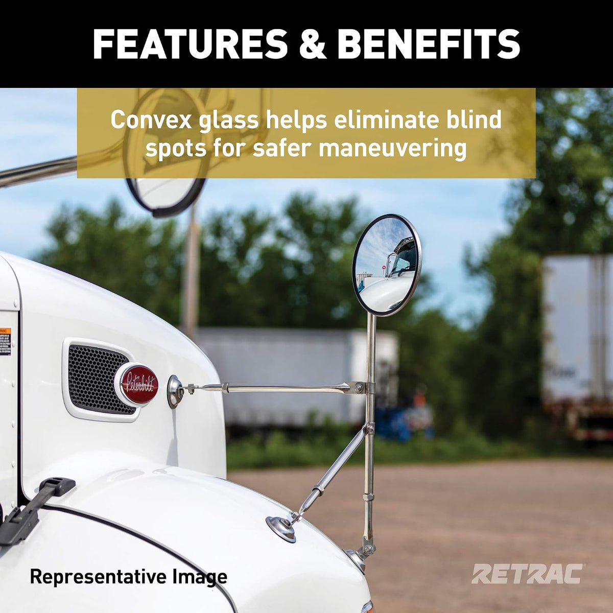 RETRAC Mirrors MAPD-SST,8"CVX,CTRMT BS/JBRK