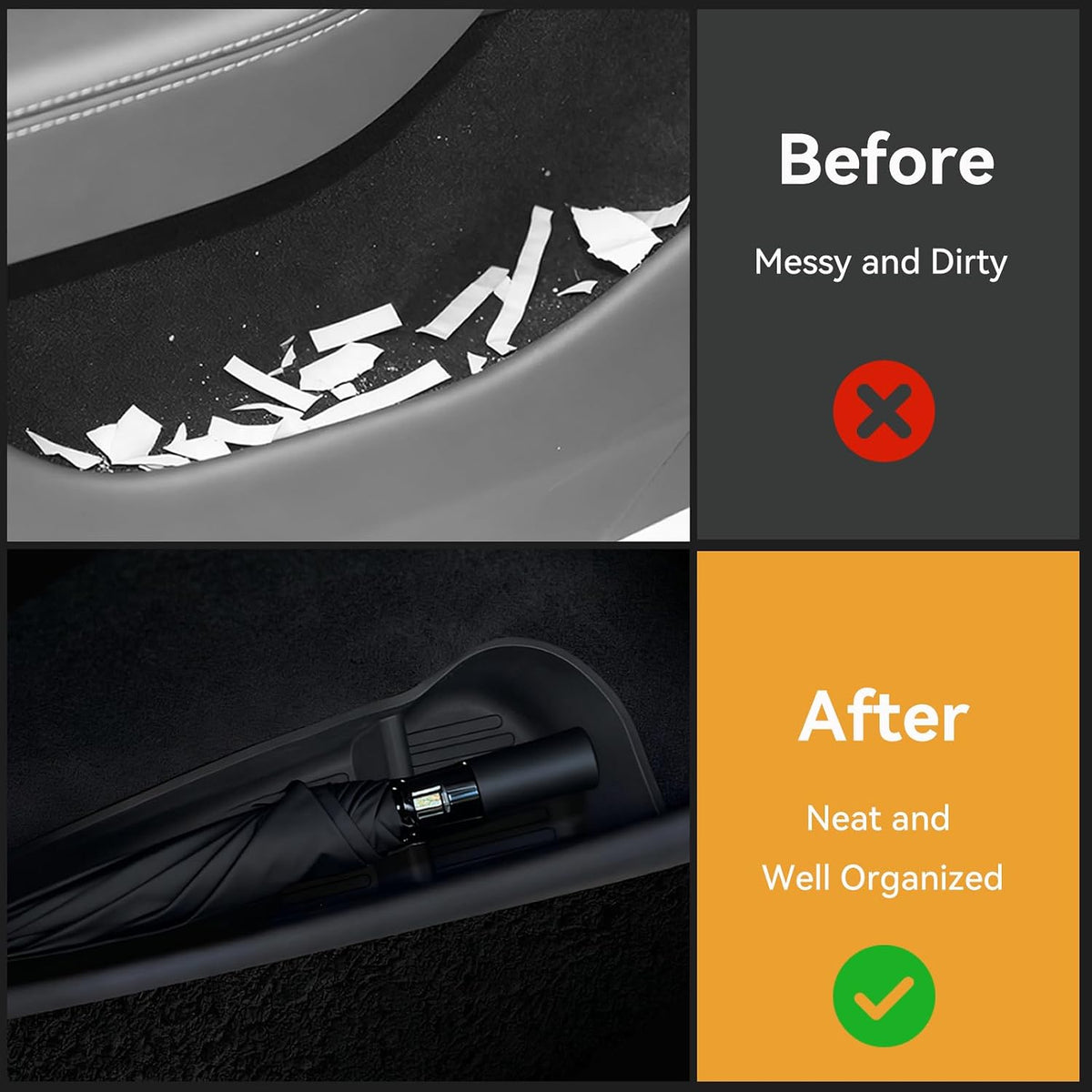 Door Side Storage Box for Tesla Model Y Juniper Accessories 2026 2025, Front& Rear Door Pocket Inner Organizer Trays TPE Protector Liner for Model Y Juniper-Set of 4