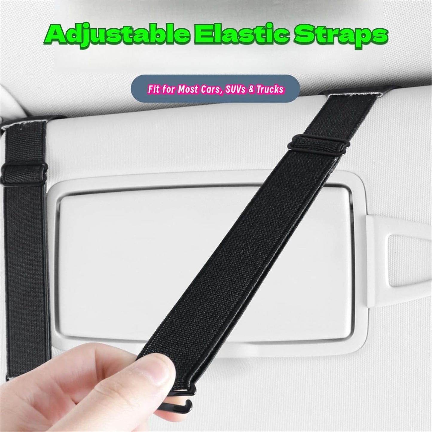Car Visor Organizer, Multi-Pocket Sunvisor Storage with Sunglass Holder, Document Holder and Visor Card Clip, Fit for AUTO SUV & Truck, Leather Car Accessories Interior (Pink)