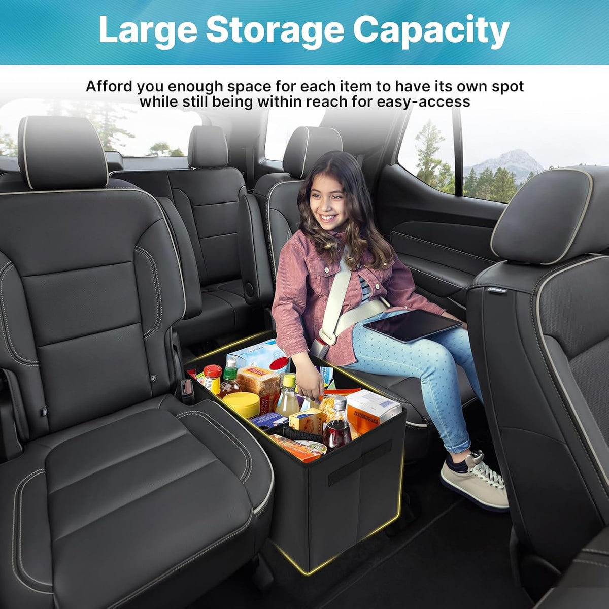 Mixsuper Liner Car Seat Organizer for Chevrolet Traverse 2018-2026, Console Organizer Backseat Box for Chevy Traverse, Dog Box Storage Bin Supplies Travel Accessories
