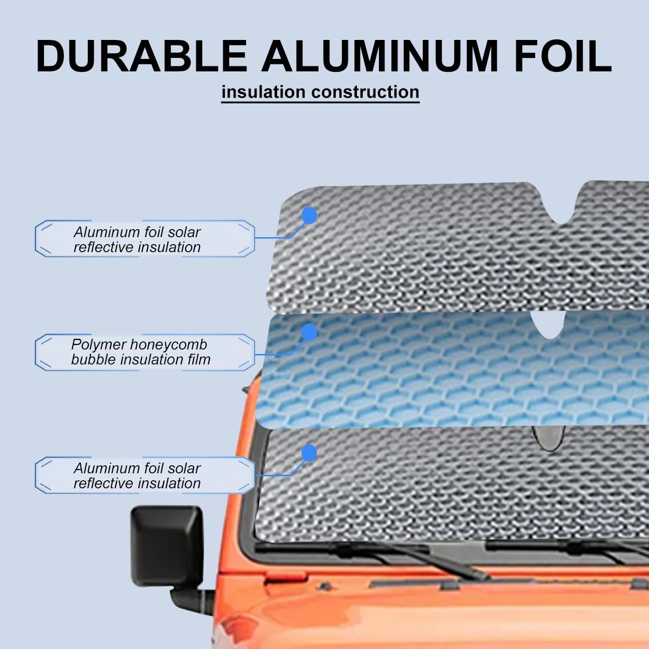 Windshield Sun Shade for Jeep,Windshield Sunshade for Wrangler TJ JK JL1997-2024,Sun Shade Windshield Cover for Jeep,UV Ray & Heat Block Windshield Shades