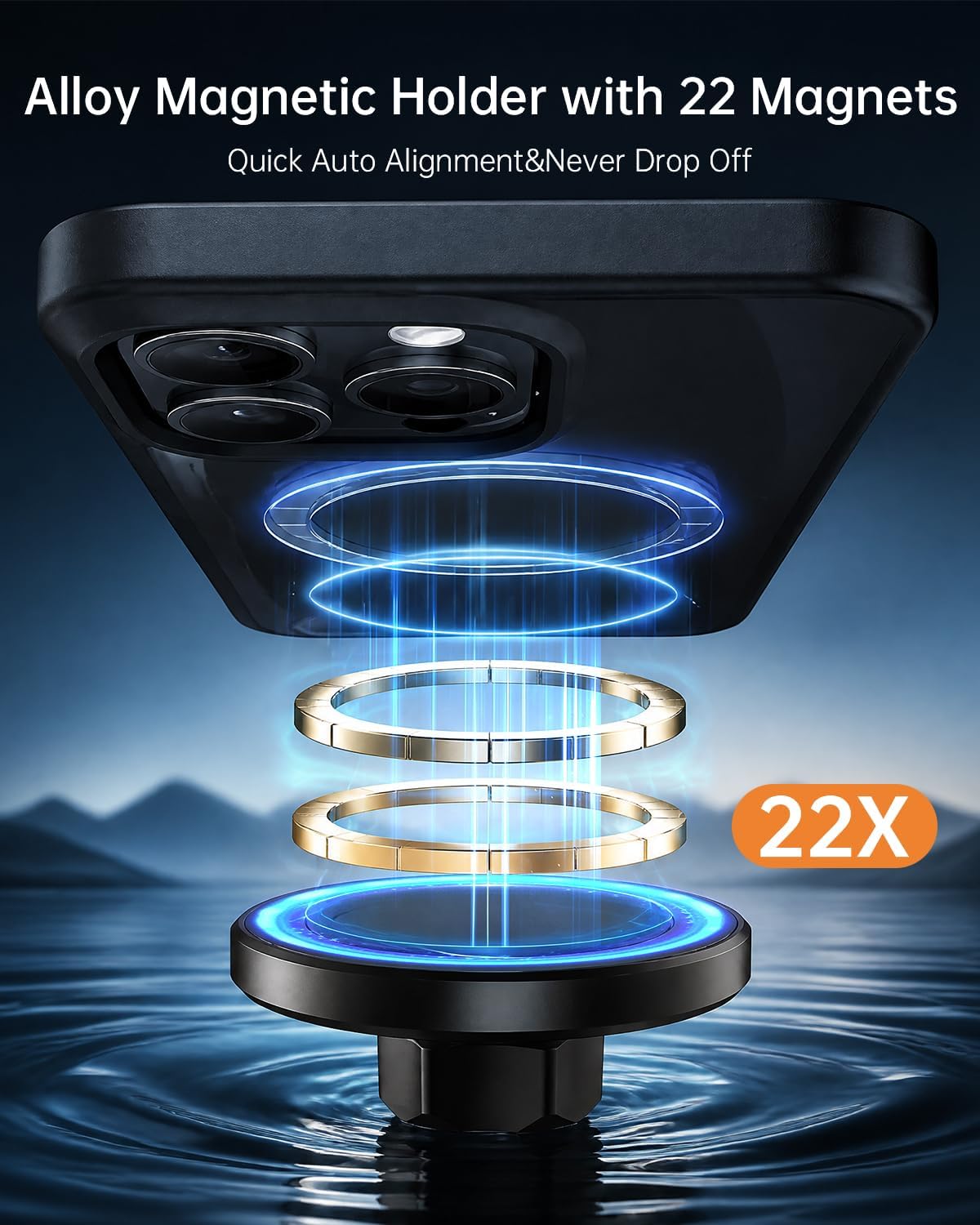 for Round Car Cup Holder Phone Holder MagSafe with Metal Holder