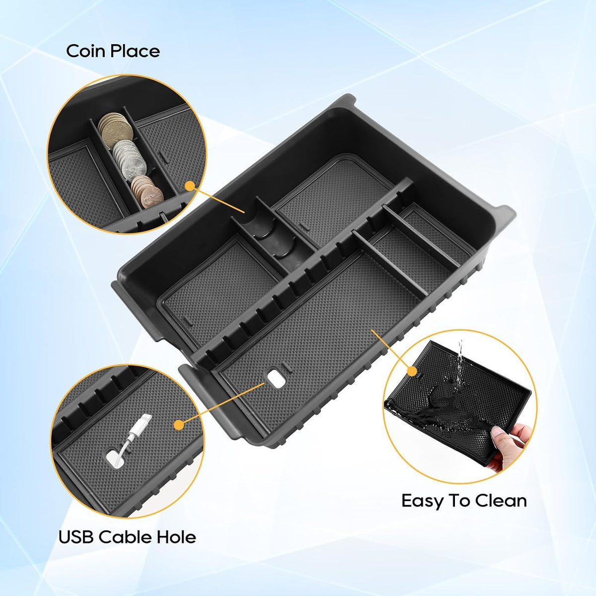 LFOTPP Center Console Organizer Tray for 2026 Honda Passport (RTL/TrailSport), ABS Armrest Storage Box Insert, Non-Slip Waterproof Car Accessories,Adjustable Design