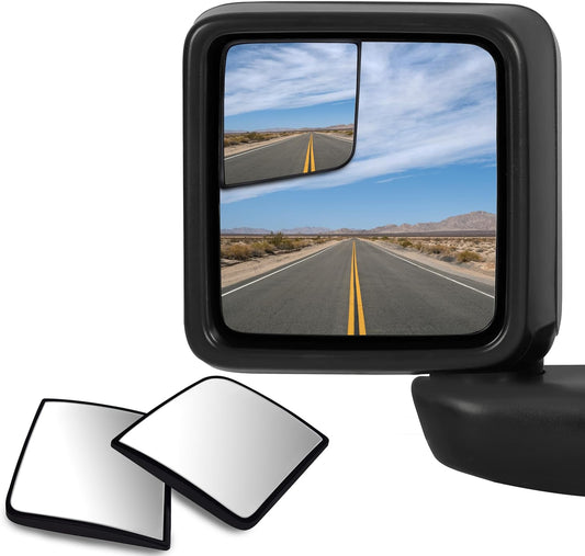 Convex Stick On Custom Fitted Blind Spot Mirrors Compatible With 2018-2026 Jeep Wrangler JL/JLU & 2018-2026 Jeep Gladiator JT- Engineered to Provide A Wider View