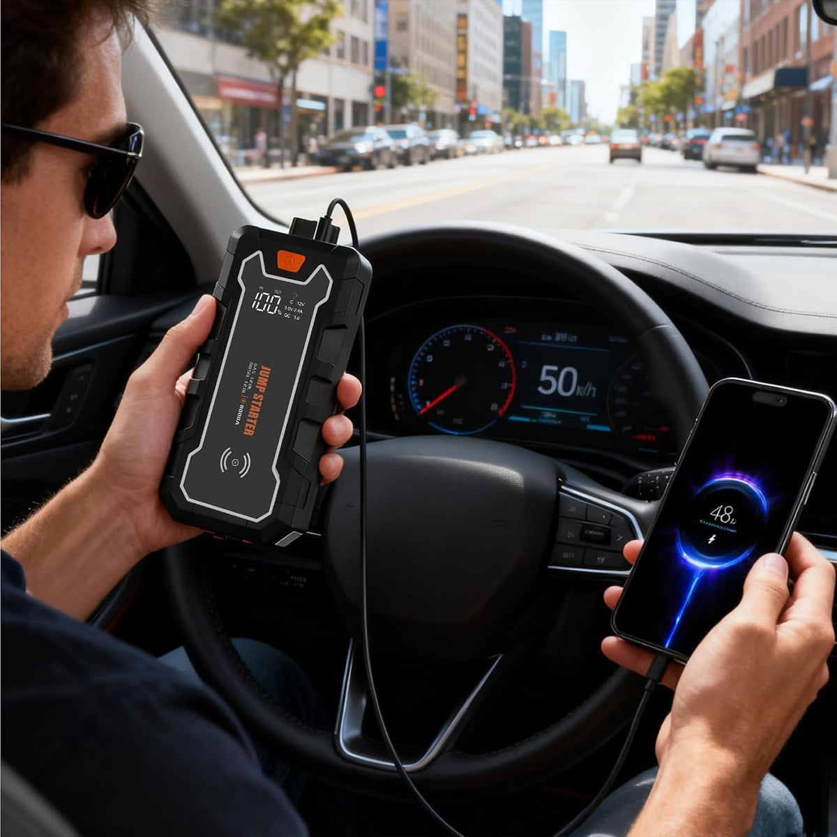 CROS 12V 3500A Portable Jump Starter with Wireless Charger