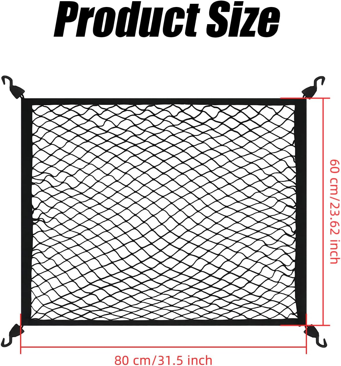 Highly Elastic Cargo Net, Truck Bed Netting for Cargo with 4 Net Hooks