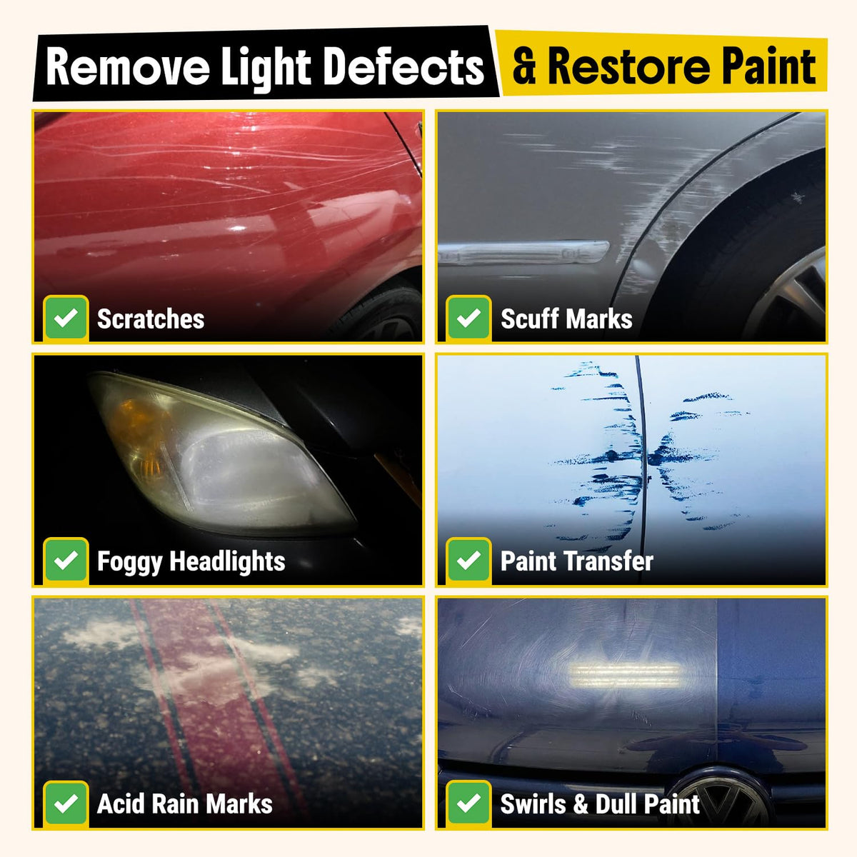 Carfidant Scratch and Swirl Remover - Car Scratch Remover for Vehicles Paint - Polishing Compound for Cars with Pad and Towel - Cutting and Buffing Compound for Paint Restorer