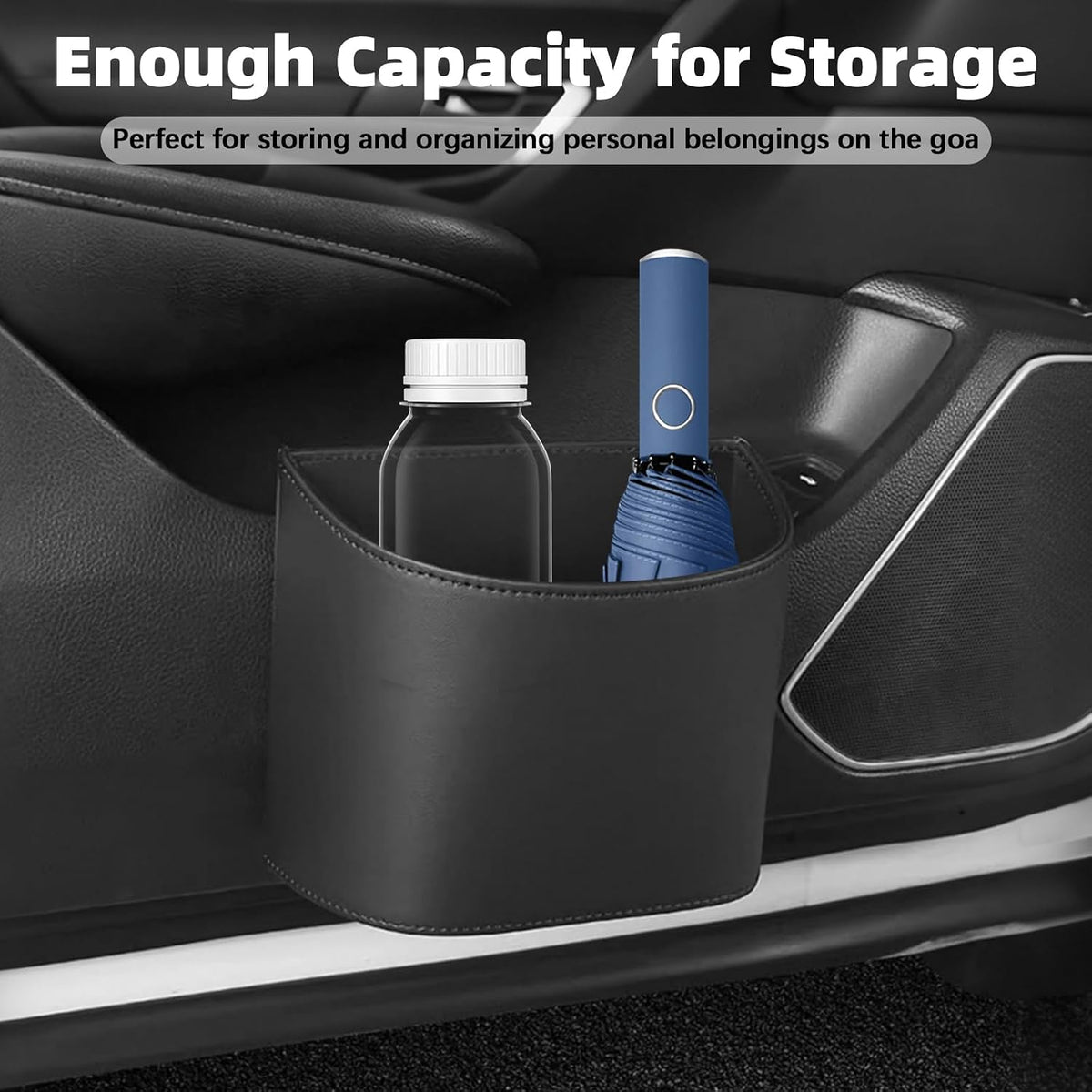 Small Car Trash Can,Cute Leakproof Car Trash Bin,Car Garbage Can Garbage Container Bin Hanging on the Door,Automotive Garbage Cans Organizer for Vehicle Back/Front Seat/Console (Black)