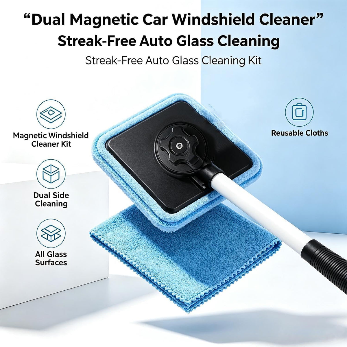 Dual Magnetic Car Windshield Cleaner, Double Sided Magnetic Window Cleaner