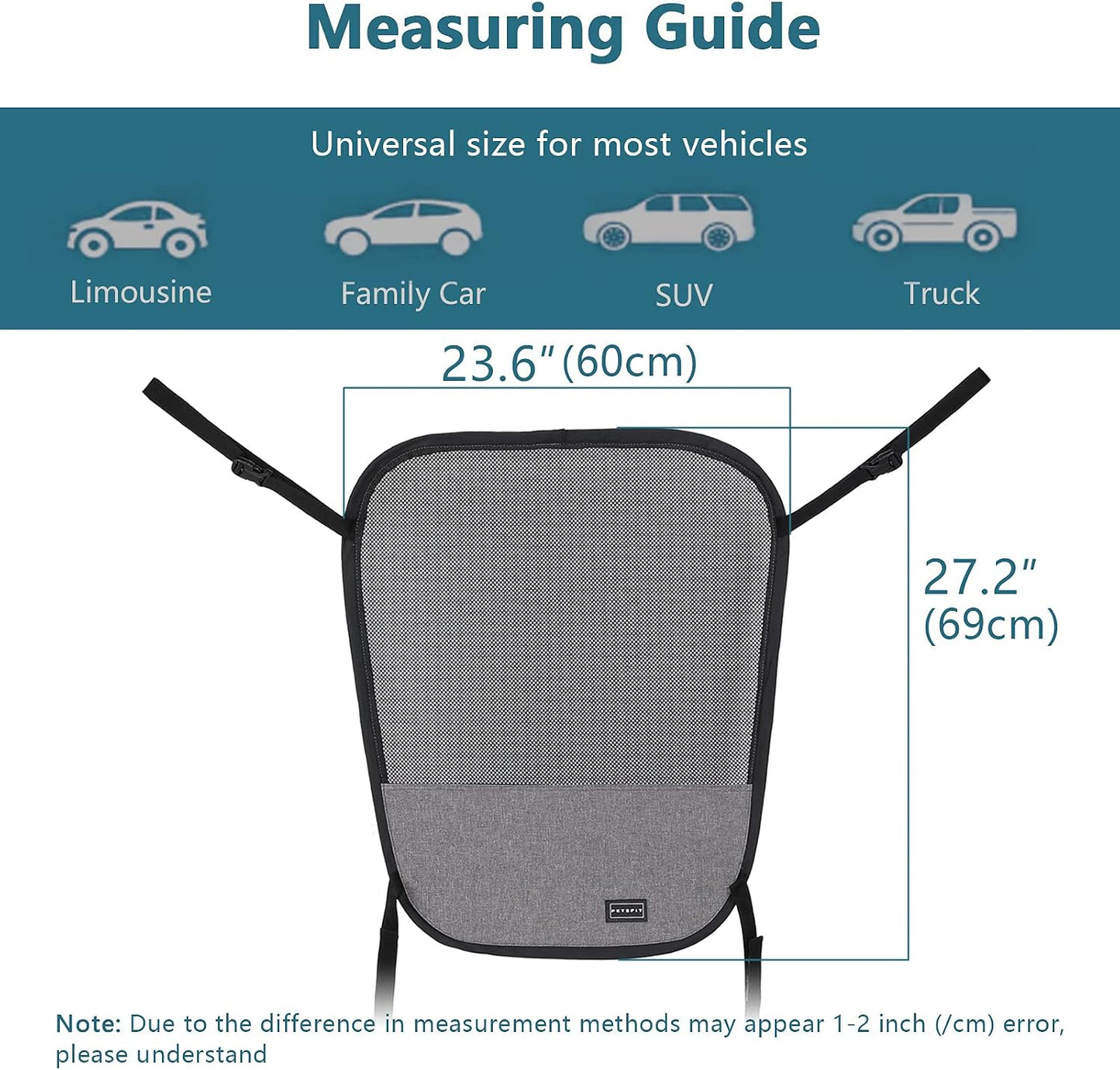 Petsfit Dog Car Barrier Vehicle Pet Barrier Backseat Mesh Dog Car Divider Net with Adjusting Rope and Hook Suitable for SUV Pickup and Small Cars