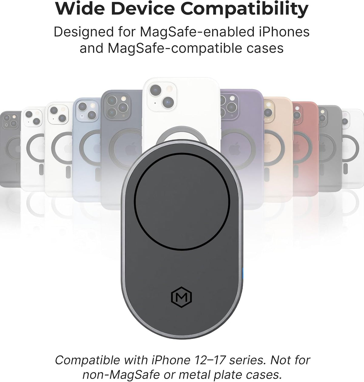 MagSafe 15W Fast Wireless Car Charger AMPS Plate Phone Mount