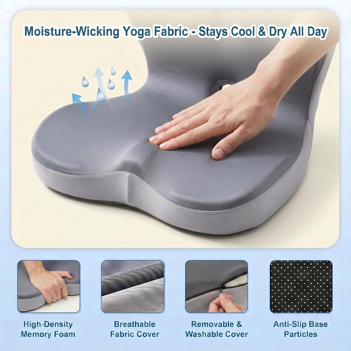 Driver Seat Cushion for Car, Ergonomic Memory Foam Car Seat Pad with Taller Lumbar Support, Back & Sciatica Pain Relief Car Cushion for Long Driving, Tailbone & Coccyx Support
