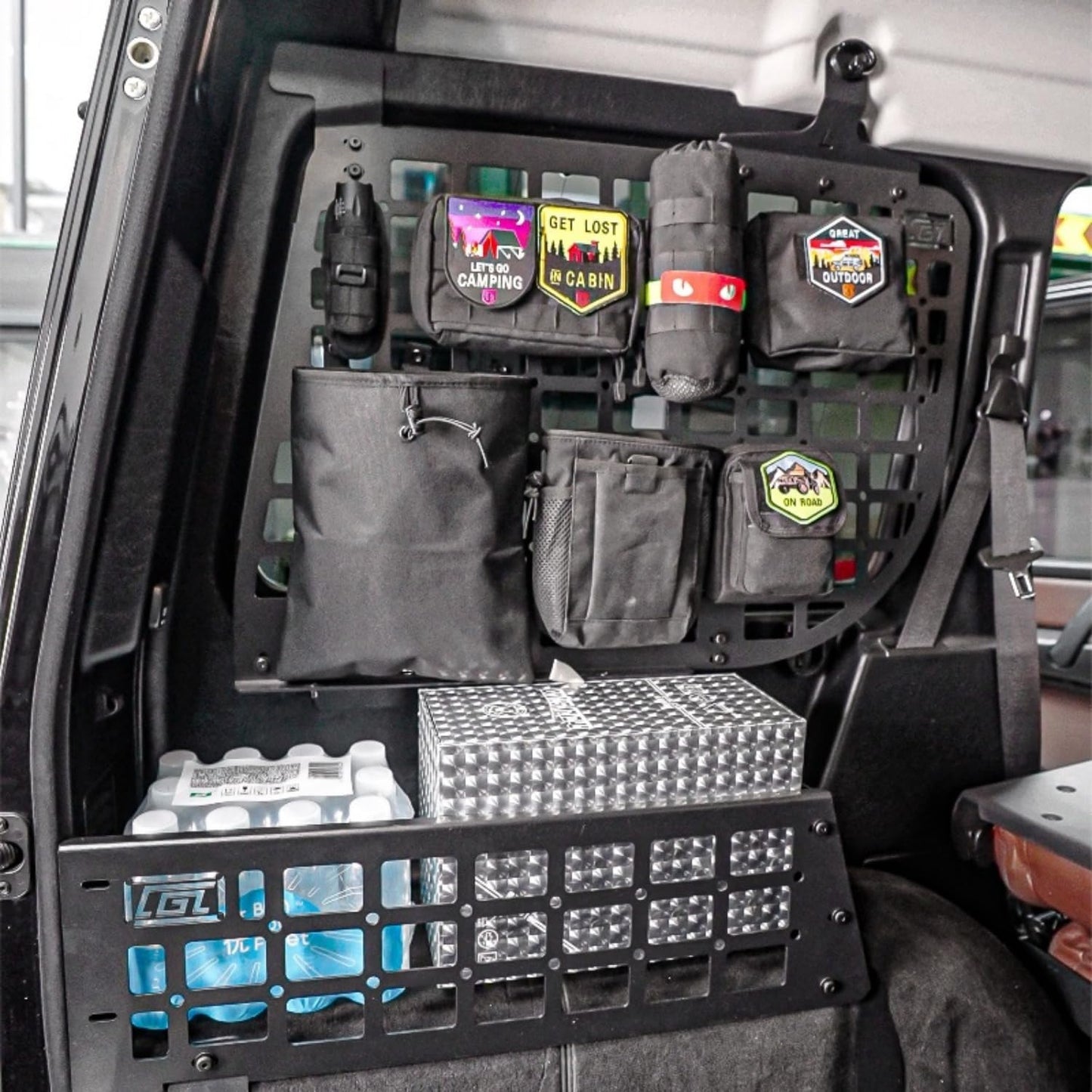 for Mercedes-Benz G-Class G500 G550 2004-2018 Car Rear Trunk Molle Storage Panel Organizer Car Accessories Gathering Zone (Whole Kit)