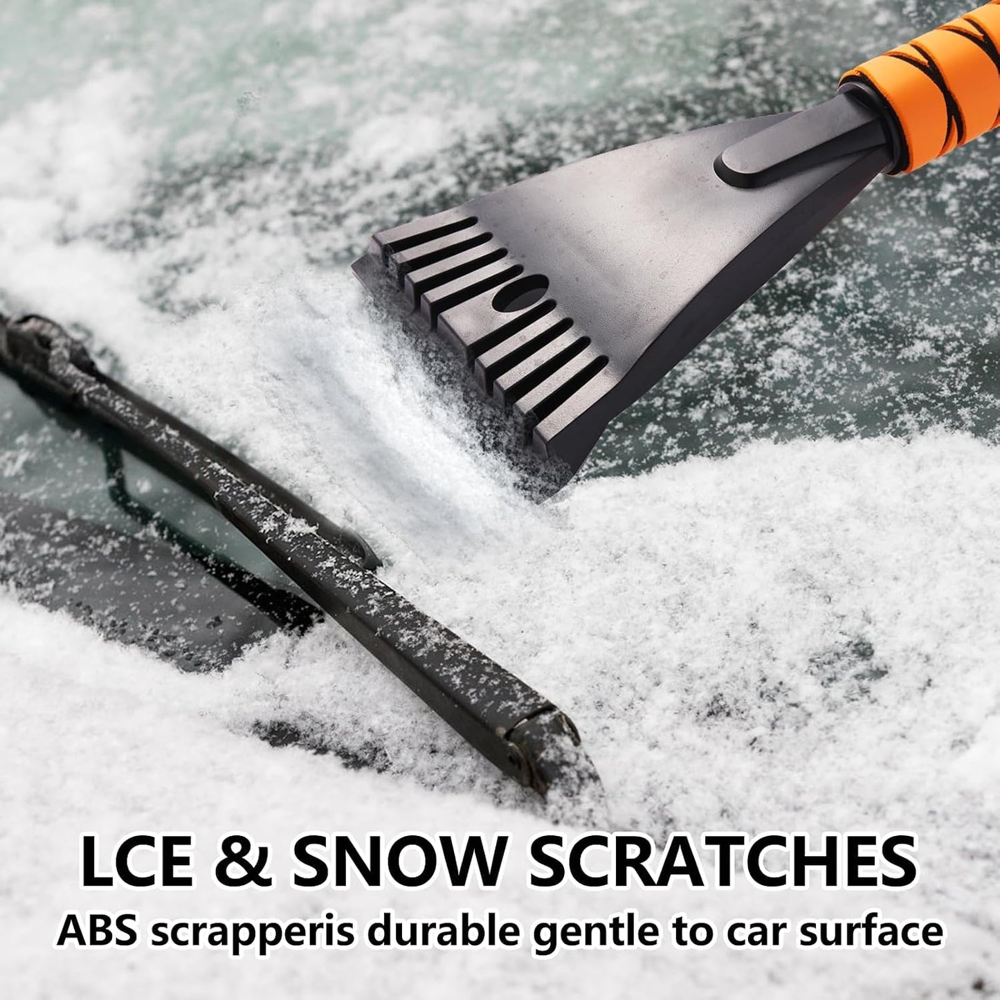 2 Pack Ice Scrapers with Snow Brush, 27 Inch Snow Remover for Car Windshield and Door, Detachable Ice Shovel Tool with Ergonomic Foam Grip, Winter Accessories for Car