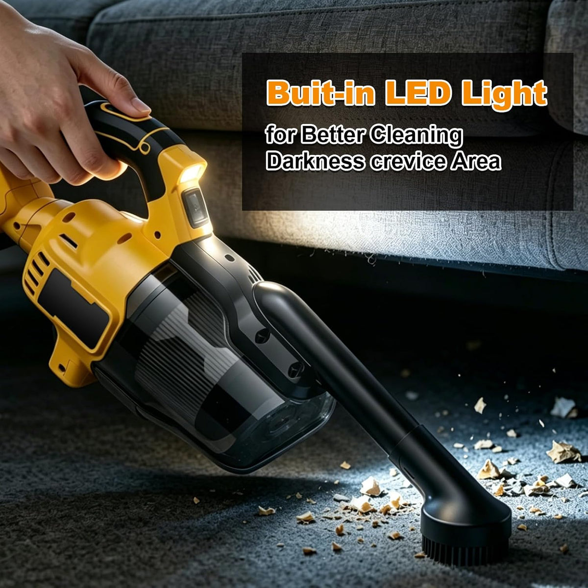 Cordless Vacuum Cleaner for Dewalt 20V Power Tools,Handheld Vac 100 AW,55CFM with Multi Attachment,HEPA Filter for Travel Van,Car Floor Carpet,Pet Hair Debris (Bare Tool)
