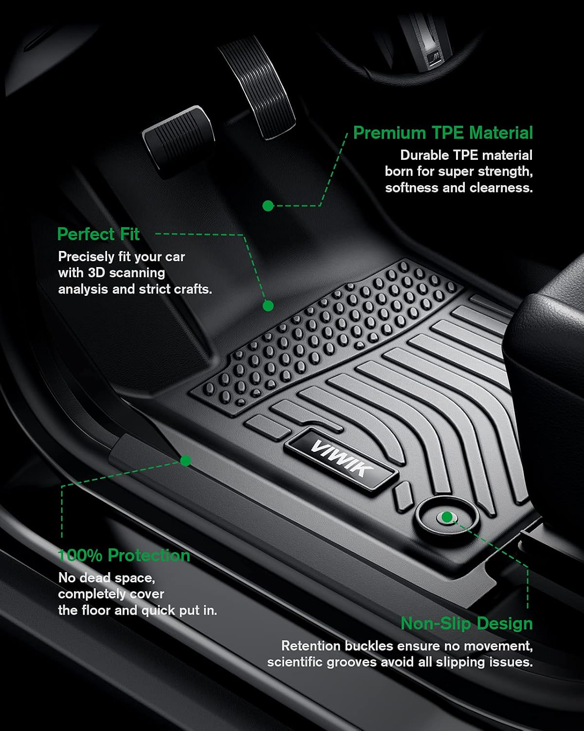 VIWIK Floor Mats Fit for Nissan Pathfinder 7 Seat 2013-2020