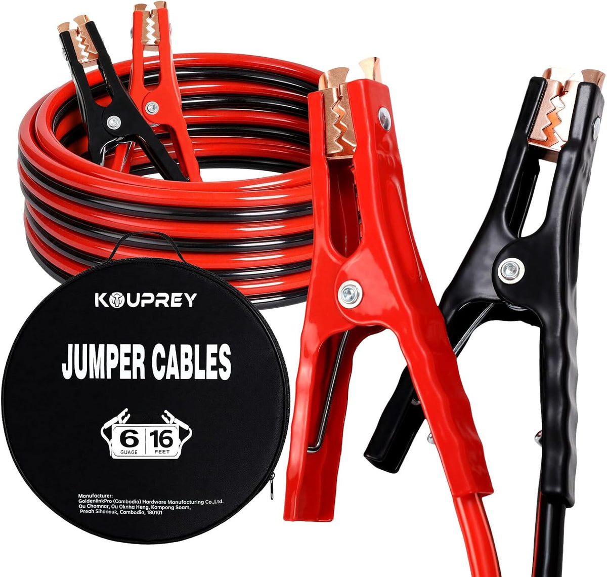 Jumper Cables 6Gauge 16 FT, Booster Cable for Car, Jumping Cables