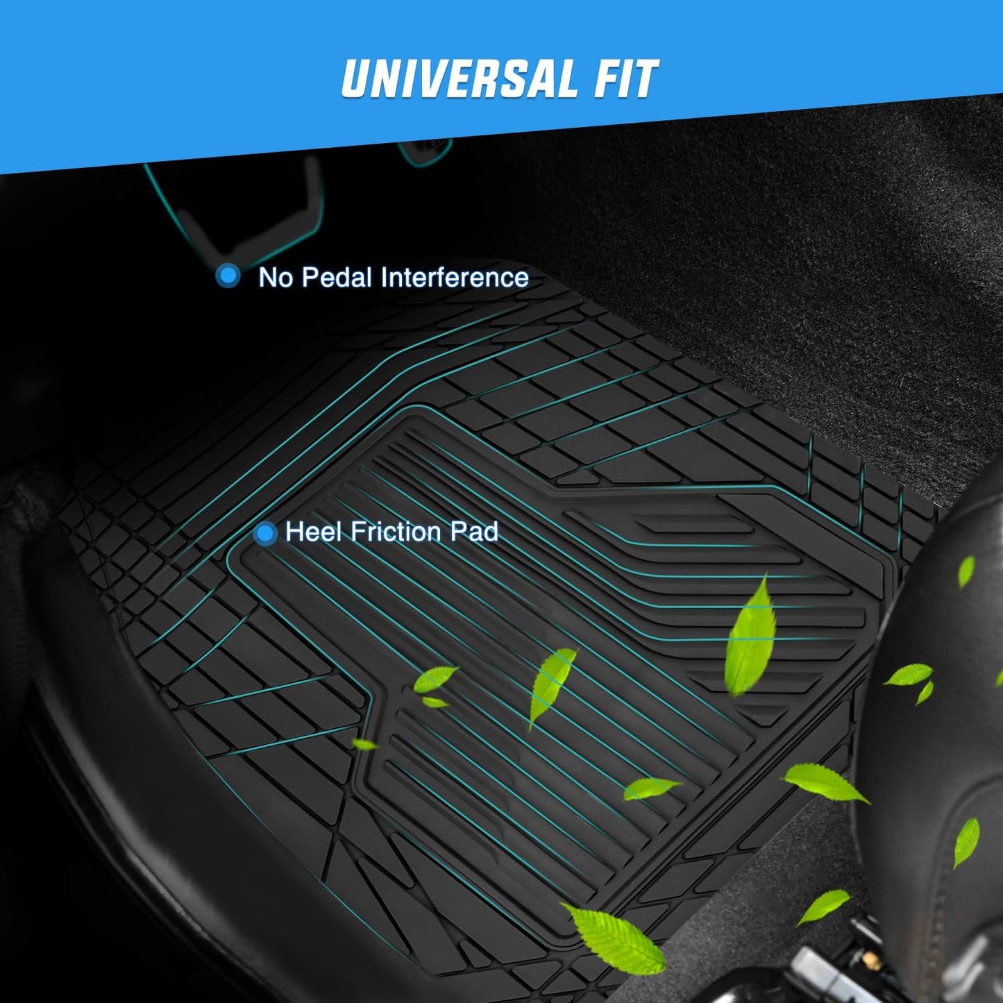 Nilight PVC Floor Mats for Cars Trucks SUVs, Universal Trim to fit for Most Vehicles, All Weather Protection Heavy Duty Floor Liners, Pack of 3