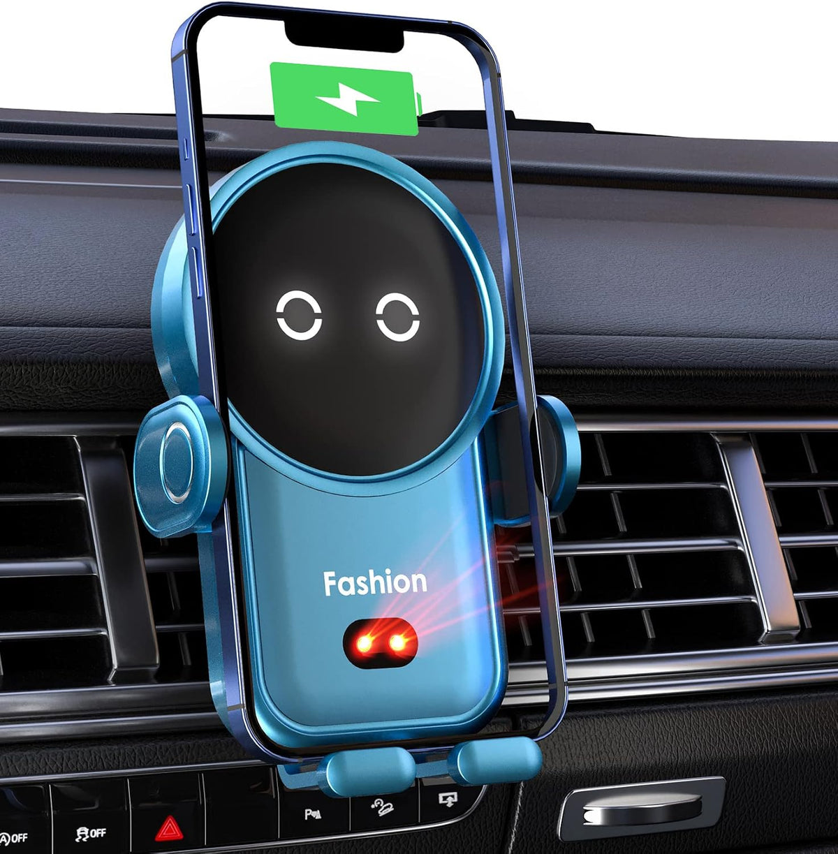 Bilious Wireless Car Charger, Phone Mount for Car Wireless Charger Smart Sensor Air Vent, Robot Automatic Clamping Phone Holder Compatible with iPhone 15/14/13/12/11/X, Samsung S22/S21/S20/N20（Blue）