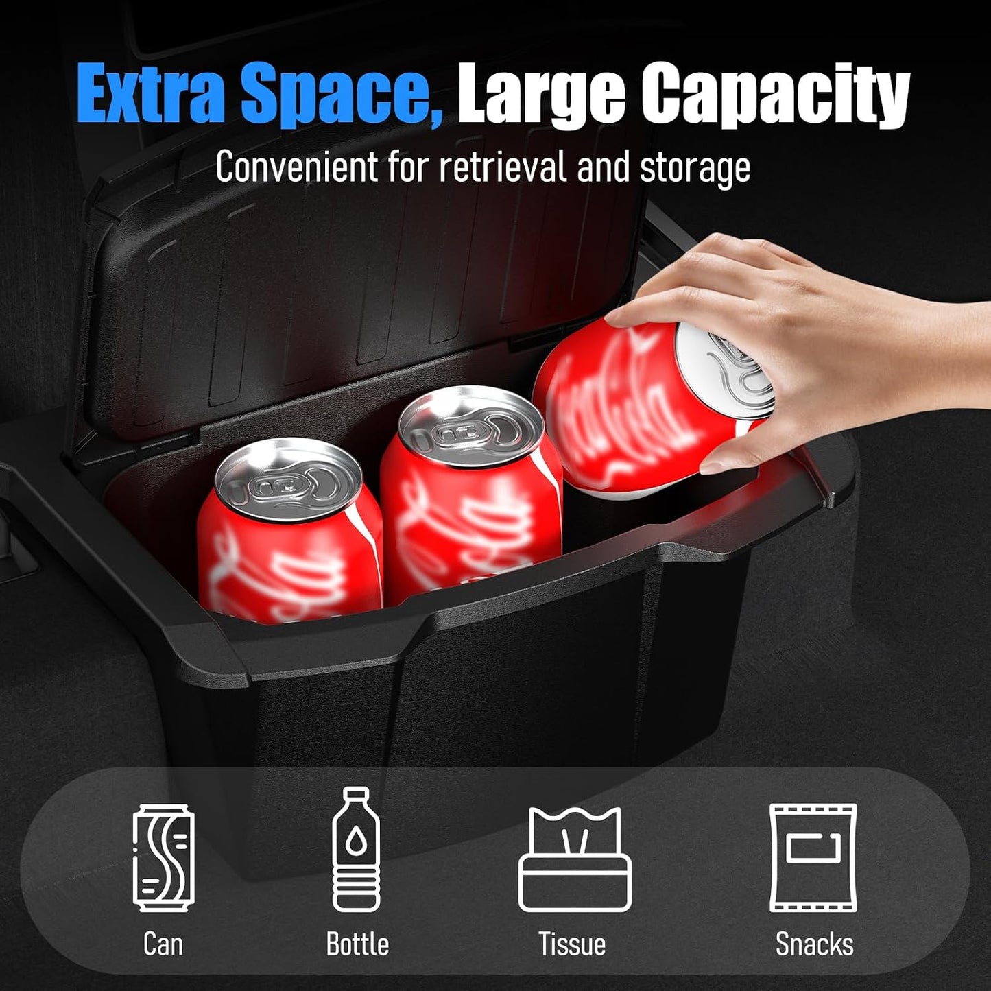 2026 Upgrade Rear Center Console Organizer for Tesla 2025-2026 Model Y Juniper Accessories, Partitioned Storage & Stable Installation, Seat Backseat Storage Trash Can Bin for Tesla Model Y Juniper