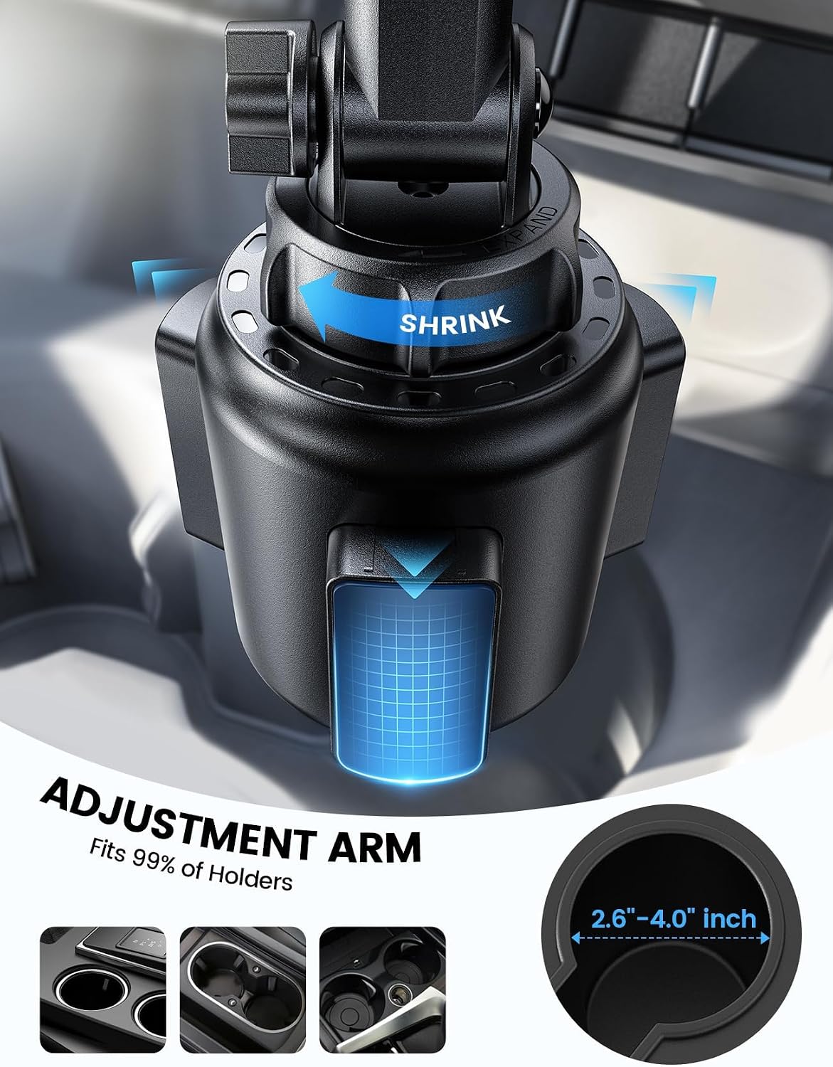 Cup Holder Phone Holder, [Easy Install] Adjustable Long Neck Cup Phone Holder for Car, [Sturdy & Durable] Universal Car Phone Holder for iPhone, Samsung, Google and All 4"-7" Smartphones