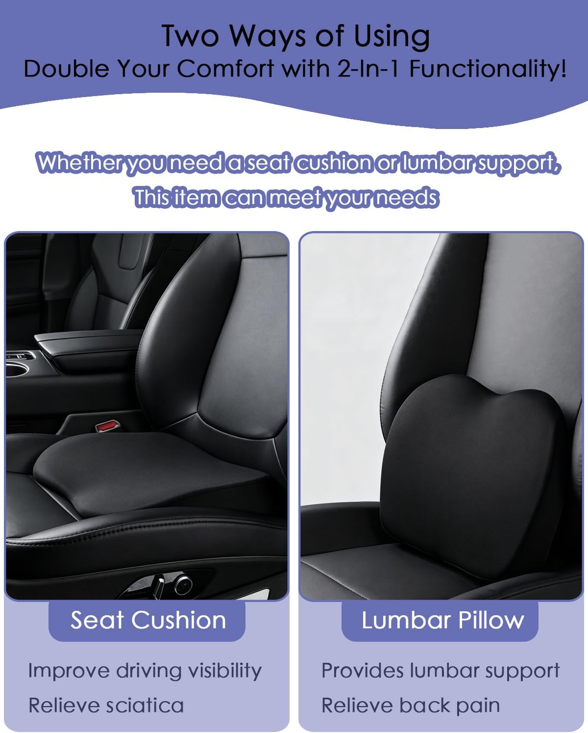 Small Wedge Car Seat Cushion - Memory Foam Car Booster Seat for Adults - Driver Seat Cushions Lumbar Support Pillow for Sciatica & Lower Back Pain Relief - Enhancing Driving Comfort, Apricot
