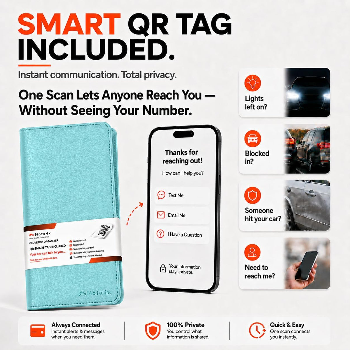 Car Document Holder, Mist Blue Premium PU Leather Glove Box Card Folder