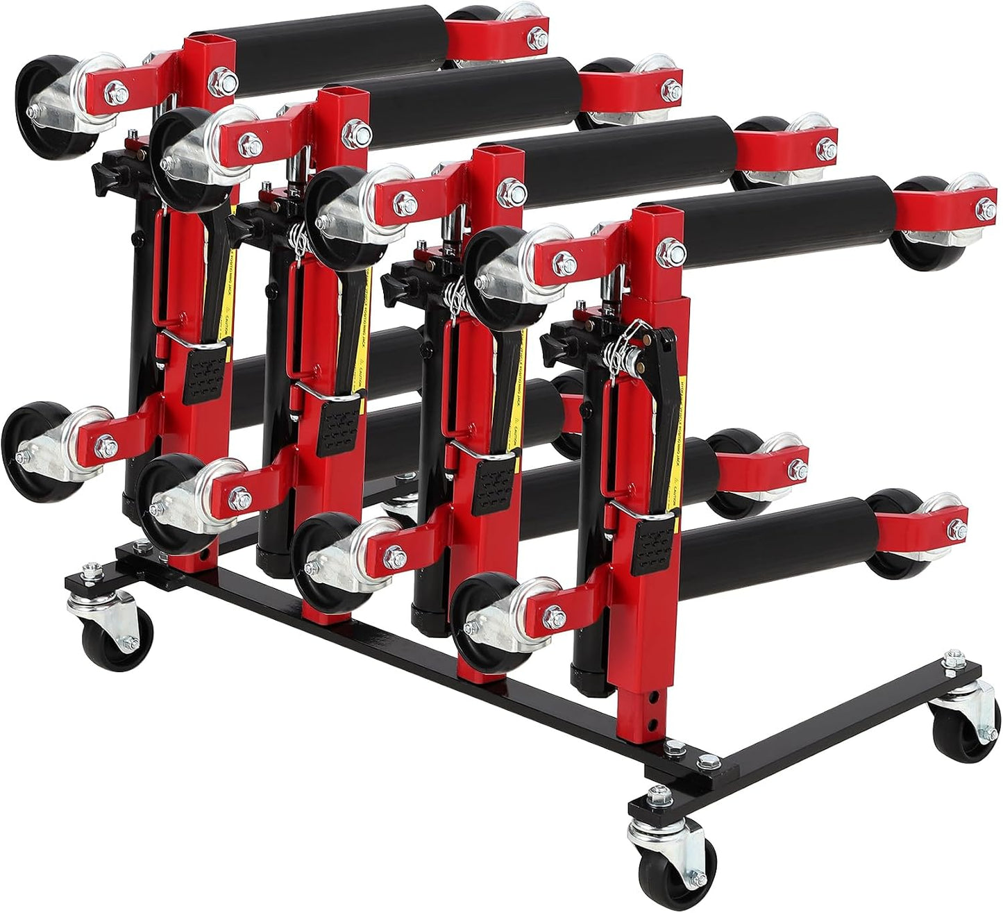 Heavy-Duty Car Dolly Storage Rack with 360° Swivel Casters, 4-Wheel Dolly Holder for Universal Fit, Jack Stand Organizer for Garage and Auto Shop, Durable Workshop Solution