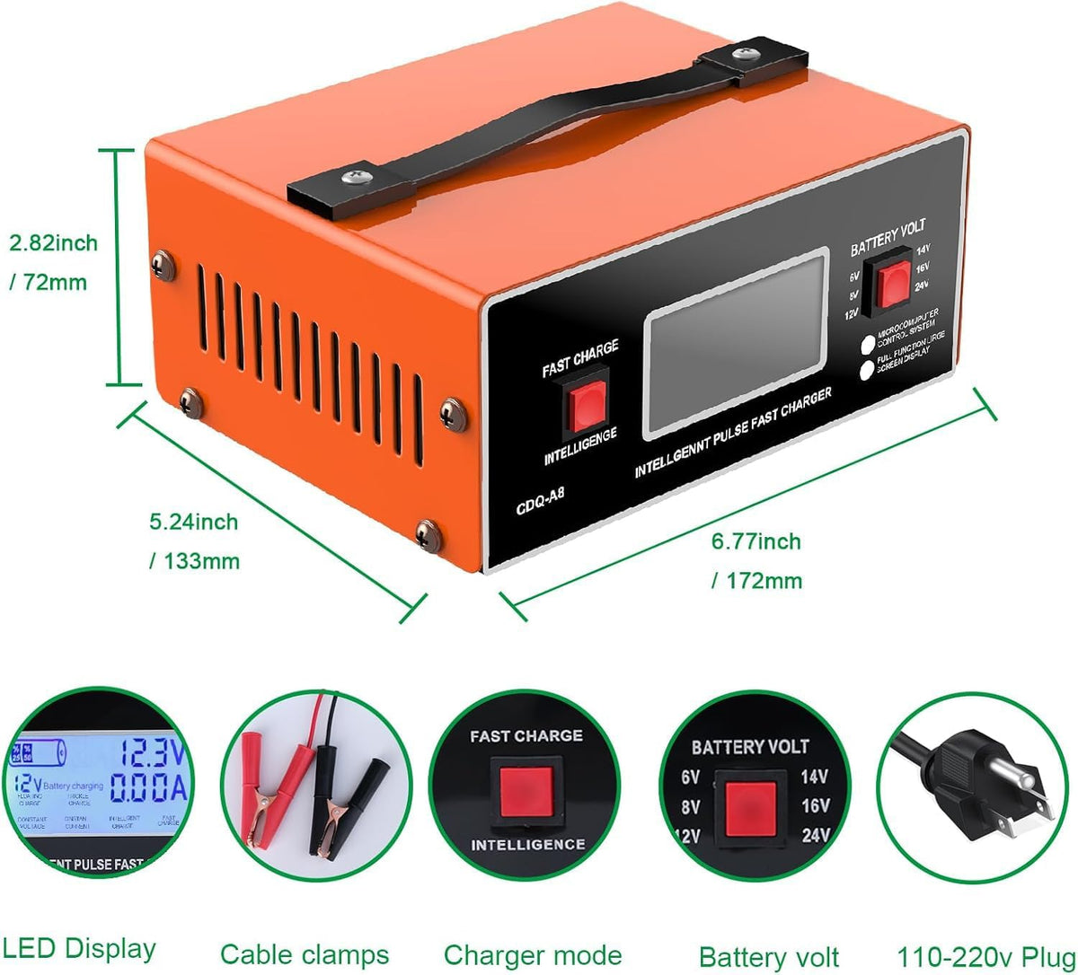 6/8/12/14/16/24V Battery Charger Smart Car Golf Cart 8 Volt Battery Charger
