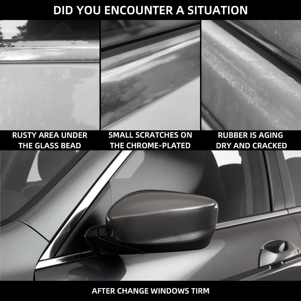 Dasbecan 4Pcs Weatherstrip Window Seal Chrome Car Window Moulding Trim Compatible with Honda Accord 2008-2012 Replaces#72410-TA0-A01 72450-TA0-A01 72910-TA0-A01 72950-TA0-A01