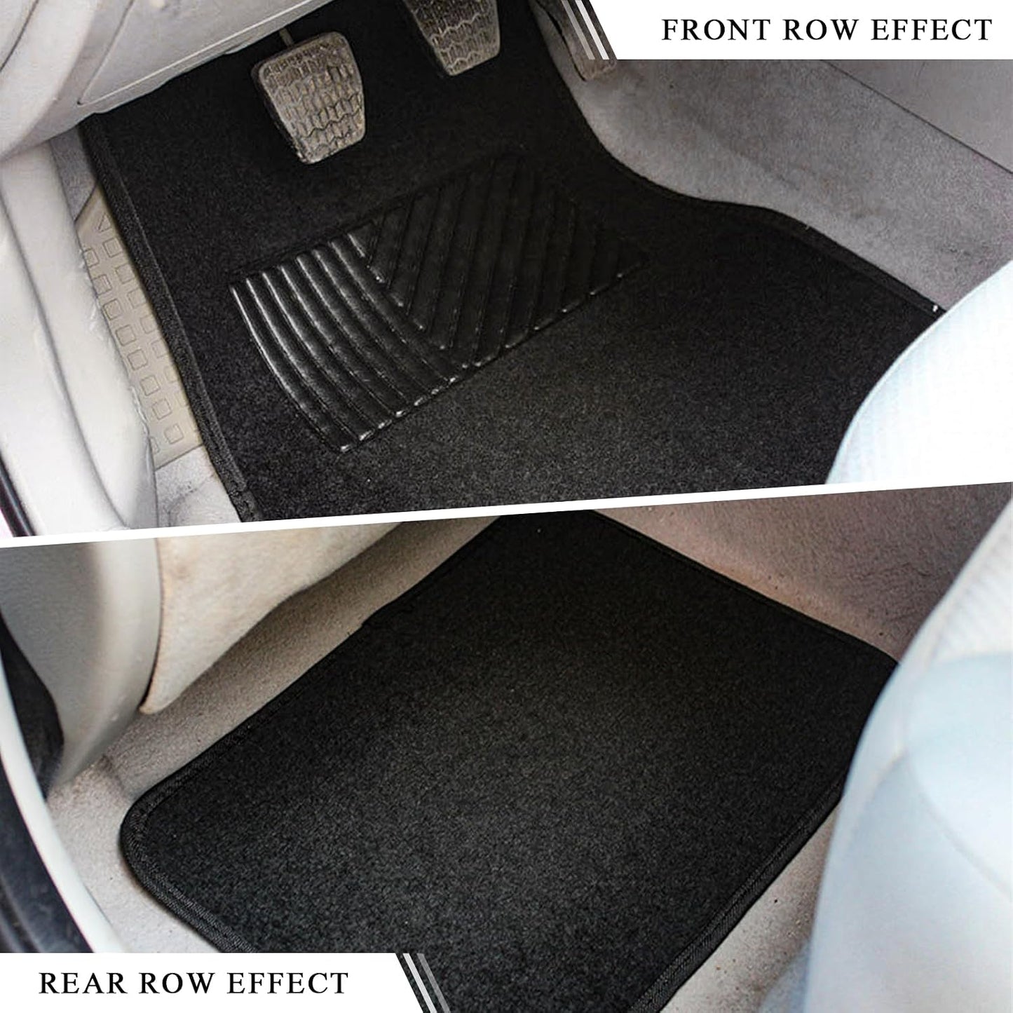 4PCS Car Floor Mats, Anti-Slip Waterproof Car Carpets with Safety Heel Pad, Heavy Duty Floor Mat for All Weather Protection, Universal Trim to Fit for Sedans Trucks SUVs (Black)
