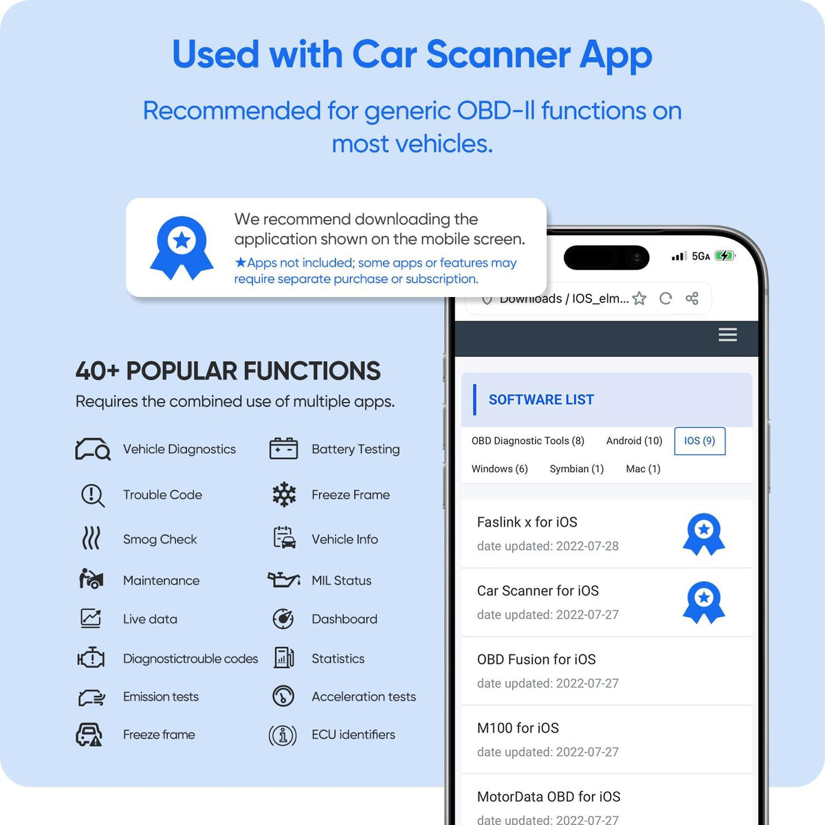 2-in-1 OBD2 Scanner & Locator, Diagnose Engine + Track Car, No Subscription, Bluetooth Car Code Reader for iOS & Android