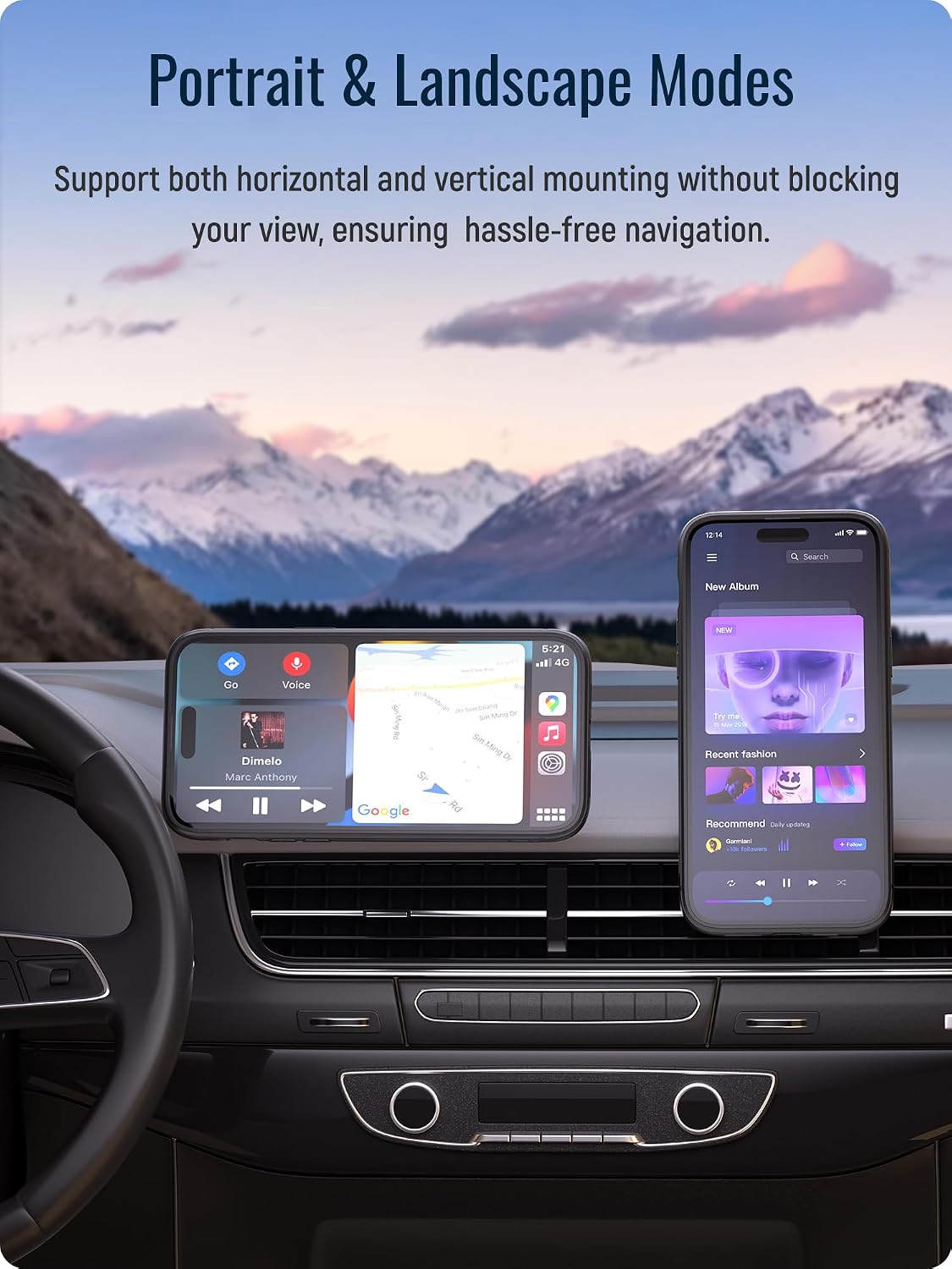 sincetop Car Phone Mount - Series Q [ Quad ] - with Instant Quick Release - 360° Adjustable Dashboard Phone Holder, One-Second Detach, Compatible with iPhone/Samsung